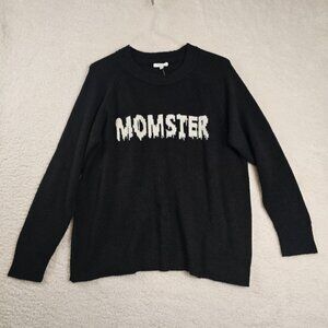 Maurices Sweater Women's XXL Black Pullover MOMSTER Halloween Long Sleeve